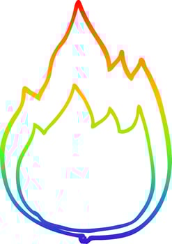 rainbow gradient line drawing cartoon fire vector