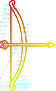 warm gradient line drawing cartoon bow and arrow vector