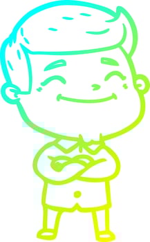 cold gradient line drawing happy cartoon man vector