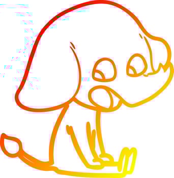 warm gradient line drawing cute cartoon elephant vector