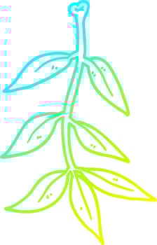 cold gradient line drawing cartoon leaves vector
