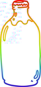 rainbow gradient line drawing cartoon milk bottle vector