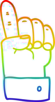 rainbow gradient line drawing cartoon pointing hand vector