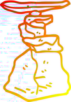 warm gradient line drawing cartoon stacked rocks vector