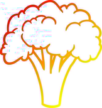 warm gradient line drawing Cartoon broccoli vector