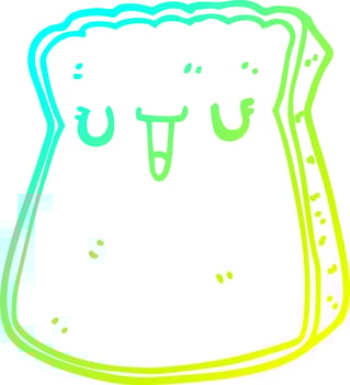 cold gradient line drawing cartoon slice of bread vector