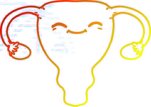 warm gradient line drawing cartoon uterus vector