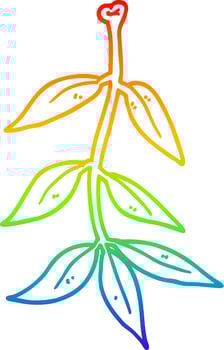 rainbow gradient line drawing cartoon leaves vector