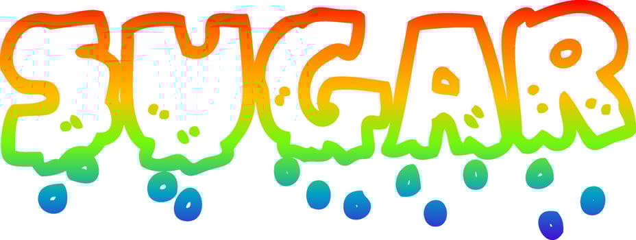 rainbow gradient line drawing cartoon word sugar vector
