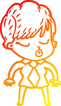 warm gradient line drawing cartoon woman with eyes shut vector