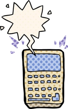 cartoon calculator and speech bubble in comic book style vector