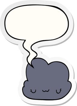 cute cartoon cloud and speech bubble sticker vector