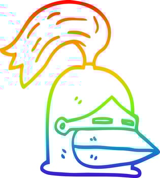rainbow gradient line drawing cartoon golden helmet vector