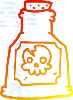 warm gradient line drawing cartoon poison bottle vector