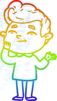 rainbow gradient line drawing happy cartoon man vector