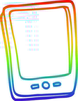 rainbow gradient line drawing cartoon touch screen mobile vector