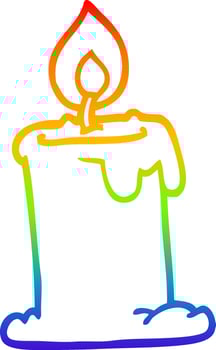 rainbow gradient line drawing cartoon candle burning vector