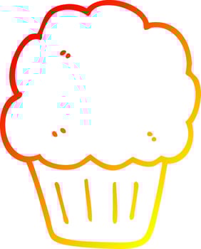 warm gradient line drawing cartoon cupcake vector