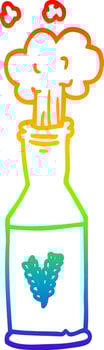 rainbow gradient line drawing cartoon beer and foam vector