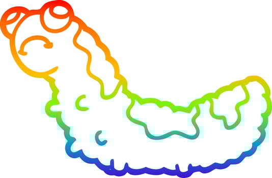 rainbow gradient line drawing cartoon unhappy caterpillar vector