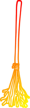 warm gradient line drawing cartoon magic broom vector