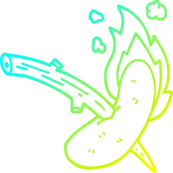cold gradient line drawing cartoon hot dog vector