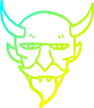 cold gradient line drawing cartoon devil face vector