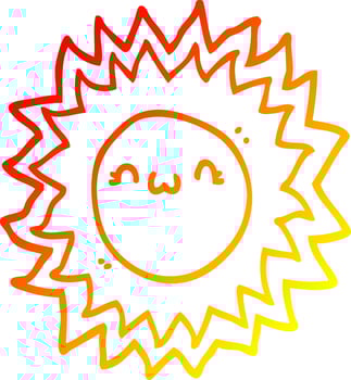 warm gradient line drawing cartoon sun vector