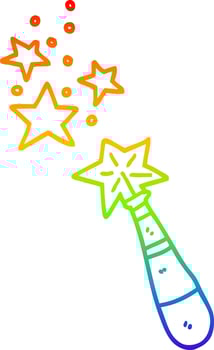 rainbow gradient line drawing cartoon magic wand vector