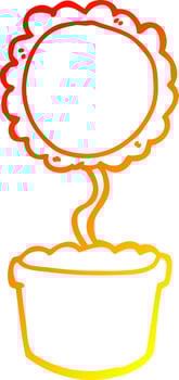 warm gradient line drawing cute cartoon flower vector
