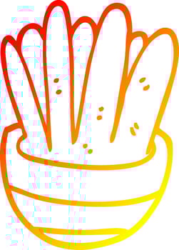 warm gradient line drawing cartoon house plant vector