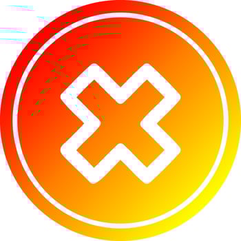 multiplication sign circular in hot gradient spectrum vector