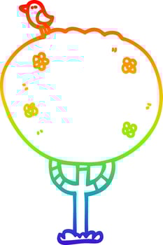 rainbow gradient line drawing cartoon tree vector