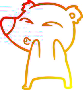 warm gradient line drawing cartoon whistling bear vector