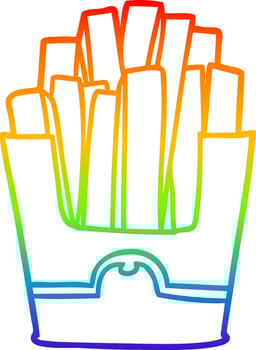 rainbow gradient line drawing junk food fries vector