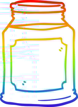 rainbow gradient line drawing cartoon candle in jar vector