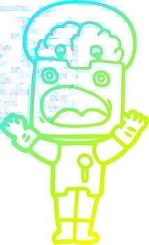 cold gradient line drawing cartoon robot vector