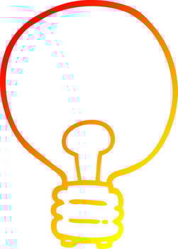 warm gradient line drawing cartoon light bulb vector