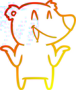 warm gradient line drawing laughing bear cartoon vector
