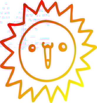 warm gradient line drawing cartoon sun vector