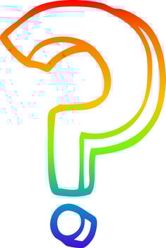 rainbow gradient line drawing cartoon question mark vector