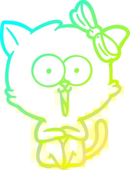 cold gradient line drawing cartoon cat vector