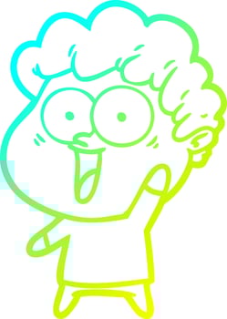 cold gradient line drawing cartoon happy man vector
