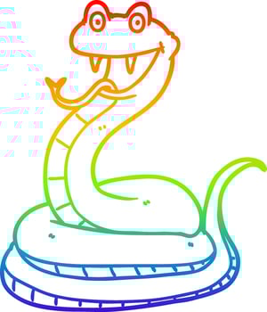 rainbow gradient line drawing cartoon happy snake vector