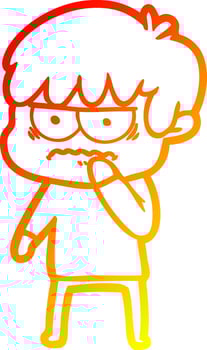 warm gradient line drawing annoyed cartoon boy vector