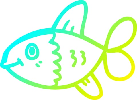 cold gradient line drawing cartoon fish vector