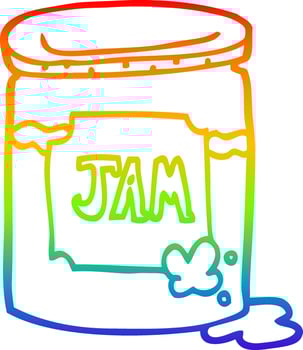 rainbow gradient line drawing cartoon jam pot vector