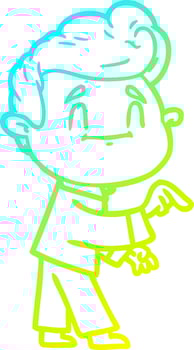cold gradient line drawing happy cartoon man making point vector