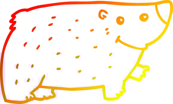 warm gradient line drawing cartoon bear vector