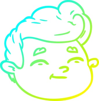 cold gradient line drawing cartoon male face vector